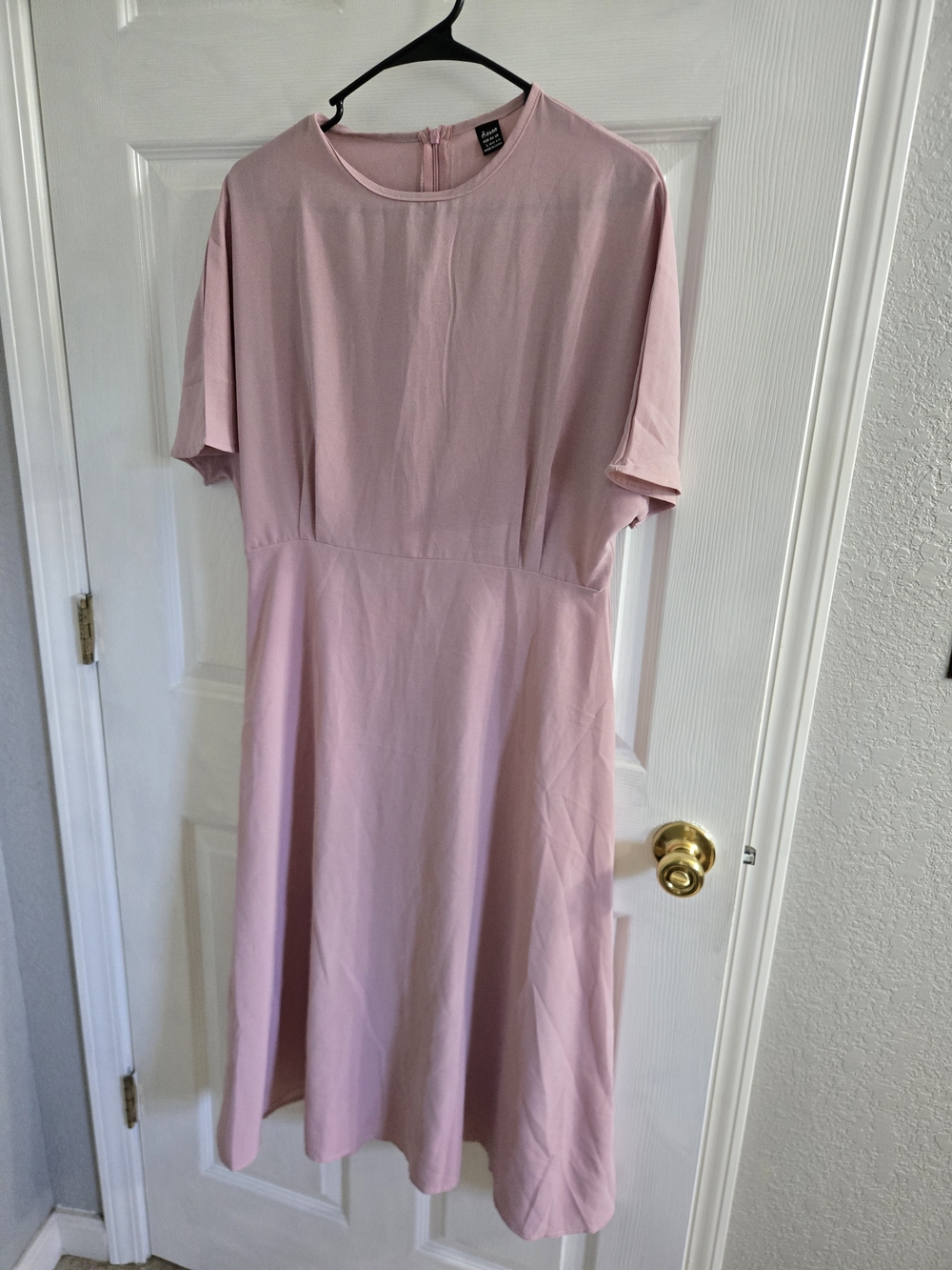 Classic Pink Short-Sleeve A-Line Dress